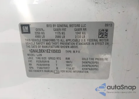 2014 Chevrolet Equinox Ltz z USA, uszkodzony, nr VIN 1GNALDEK1EZ105833